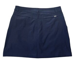 Eddie Bauer Skirt Skort Womens Sz 14 Navy Lined  Stretch Button Front